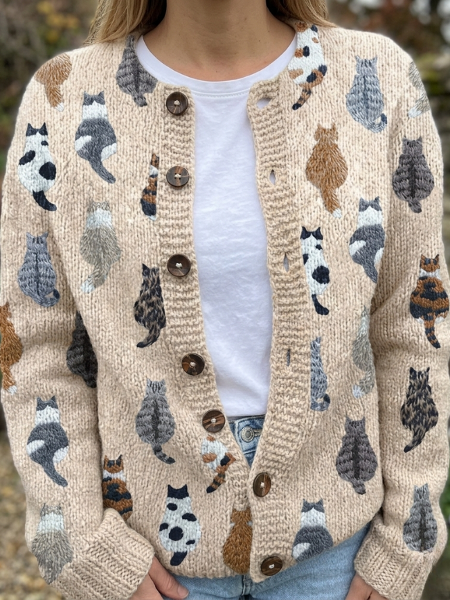 Serafina Cardigan Donna a Maniche Lunghe con Stampa Integrale, foto 1