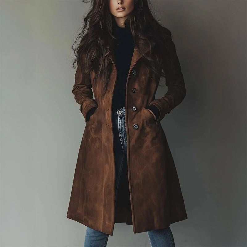 Umberta Cappotto Donna dal Taglio Lungo con Bottoni e Tasche, foto 1