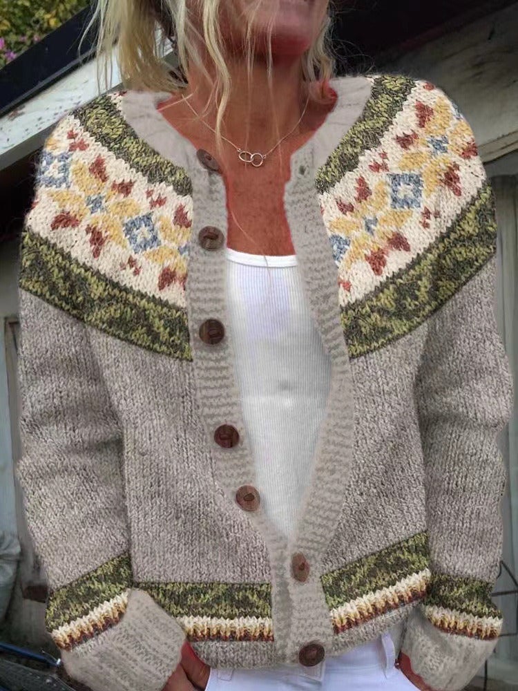 Valeria Cardigan Donna con Girocollo con Bottoni a Maniche Lunghe, foto 1