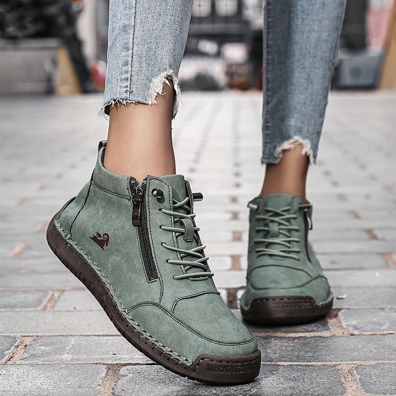 Vannina Scarpe Donna con Lacci e Suola Piatta in Verde Scuro, foto 7
