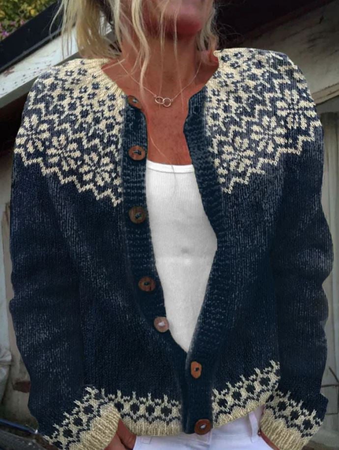 Zina Cardigan Donna con Girocollo con Bottoni a Maniche Lunghe, foto 1