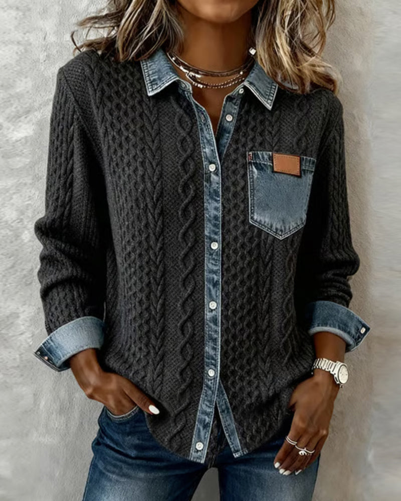 Zita Camicia Donna in Denim dal Taglio Lungo, foto 5