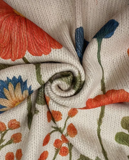 Adele Cardigan Donna in Maglia con Zip e Stampa Floreale e Tasche, foto 3