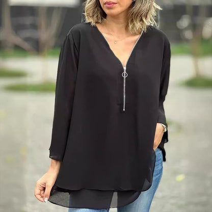 Amabile Blusa Donna in Chiffon con Zip, foto 1