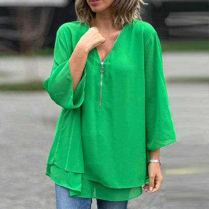 Amabile Blusa Donna in Chiffon con Zip, foto 2