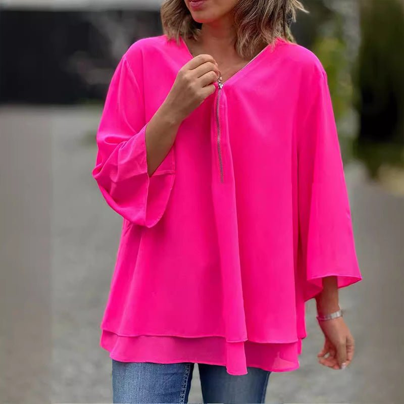 Amabile Blusa Donna in Chiffon con Zip, foto 3