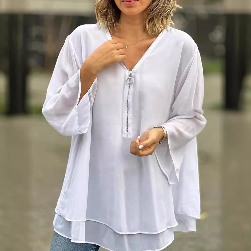 Amabile Blusa Donna in Chiffon con Zip, foto 5