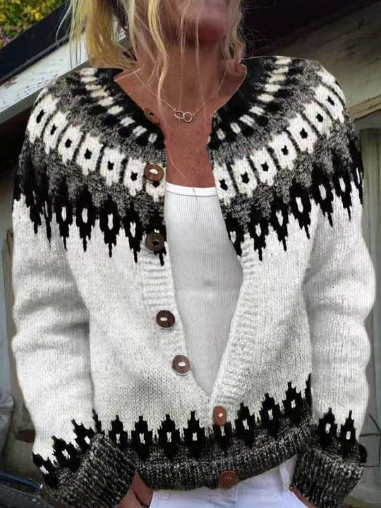 Aretusa Cardigan Donna con Girocollo con Bottoni a Maniche Lunghe, foto 1