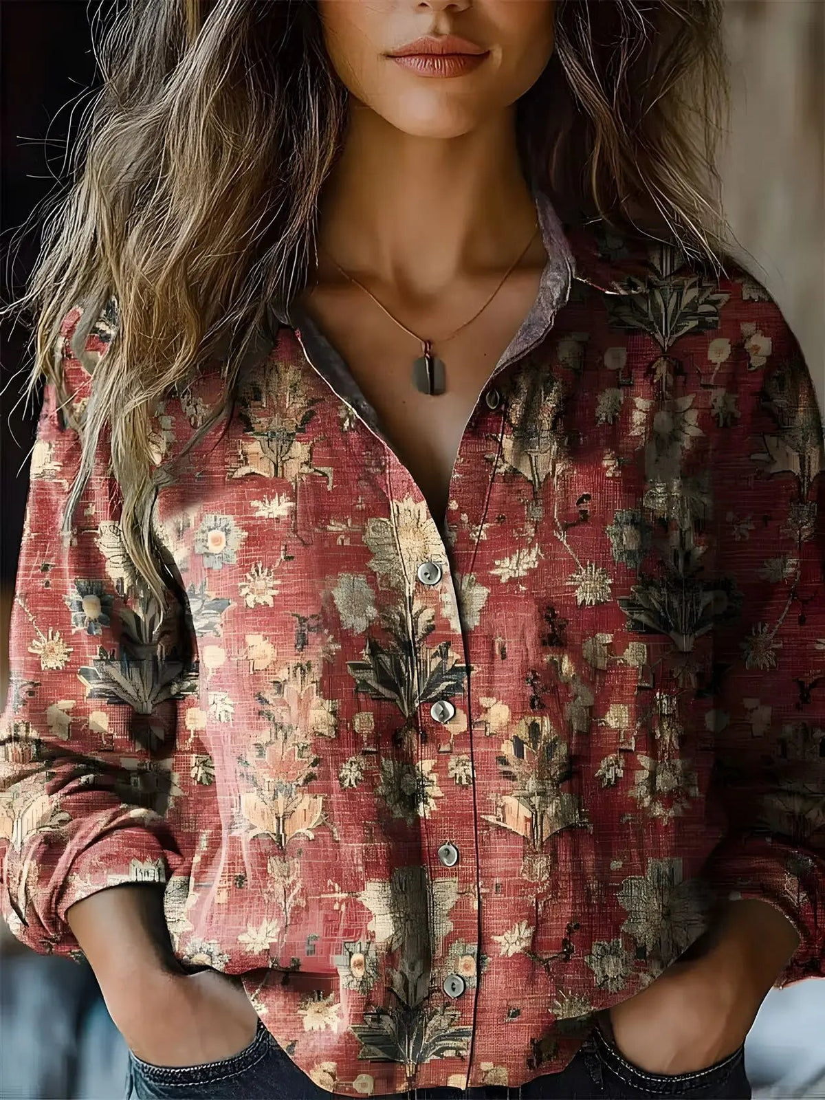 Argia Blusa Donna con Revers e Stampa Floreale, foto 10