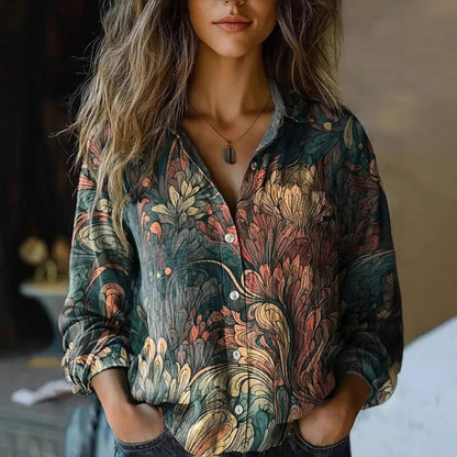 Argia Blusa Donna con Revers e Stampa Floreale, foto 4