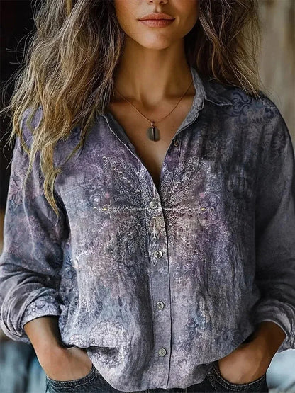 Argia Blusa Donna con Revers e Stampa Floreale, foto 9