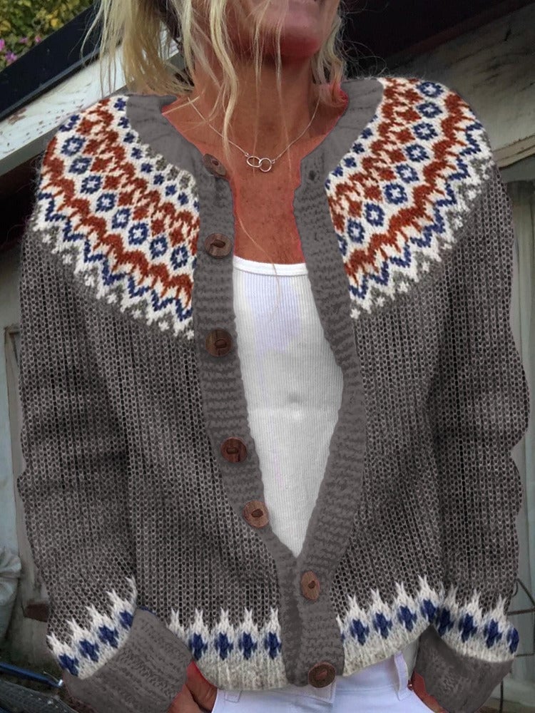 Augustina Cardigan Donna con Girocollo con Bottoni a Maniche Lunghe, foto 1