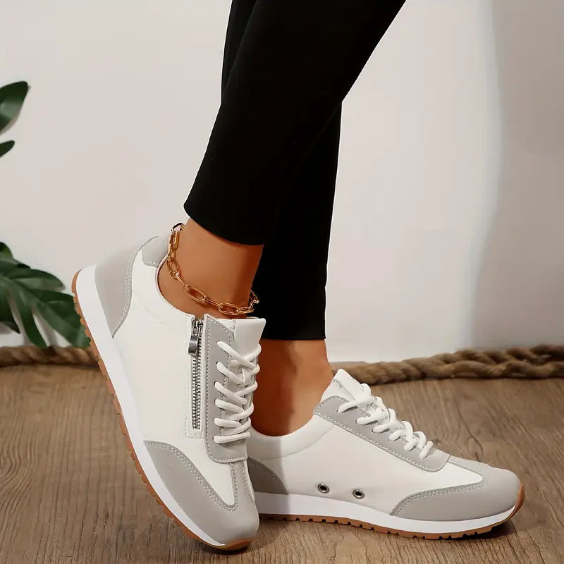 Aurelina Sneakers Donna con Lacci e Suola Piatta in Beige, foto 2