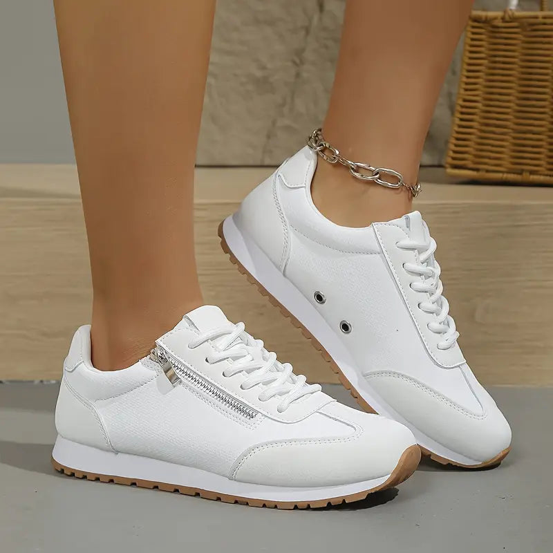Aurelina Sneakers Donna con Lacci e Suola Piatta in Beige, foto 3