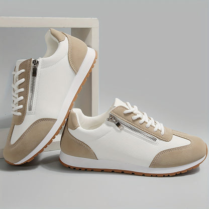 Aurelina Sneakers Donna con Lacci e Suola Piatta in Beige, foto 4