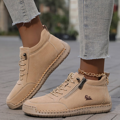 Cassandra Sneakers Donna con Lacci e Suola Piatta in Kaki, foto 4