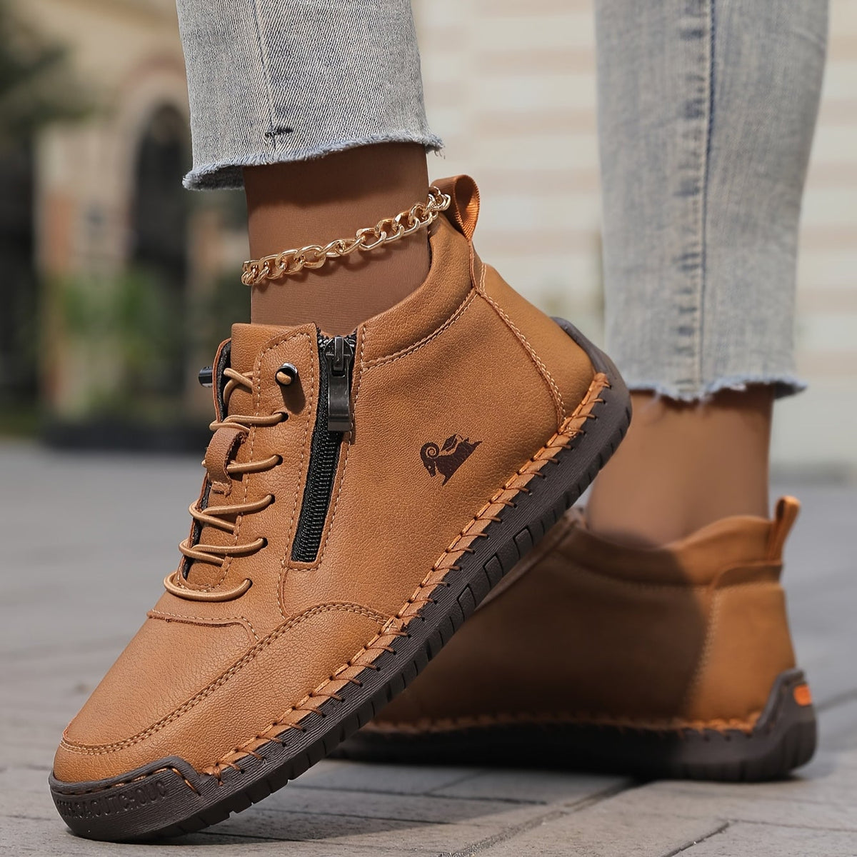 Cassandra Sneakers Donna con Lacci e Suola Piatta in Kaki, foto 6