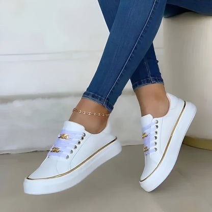 Cassia Sneakers Donna con Lacci e Suola Piatta, foto 2