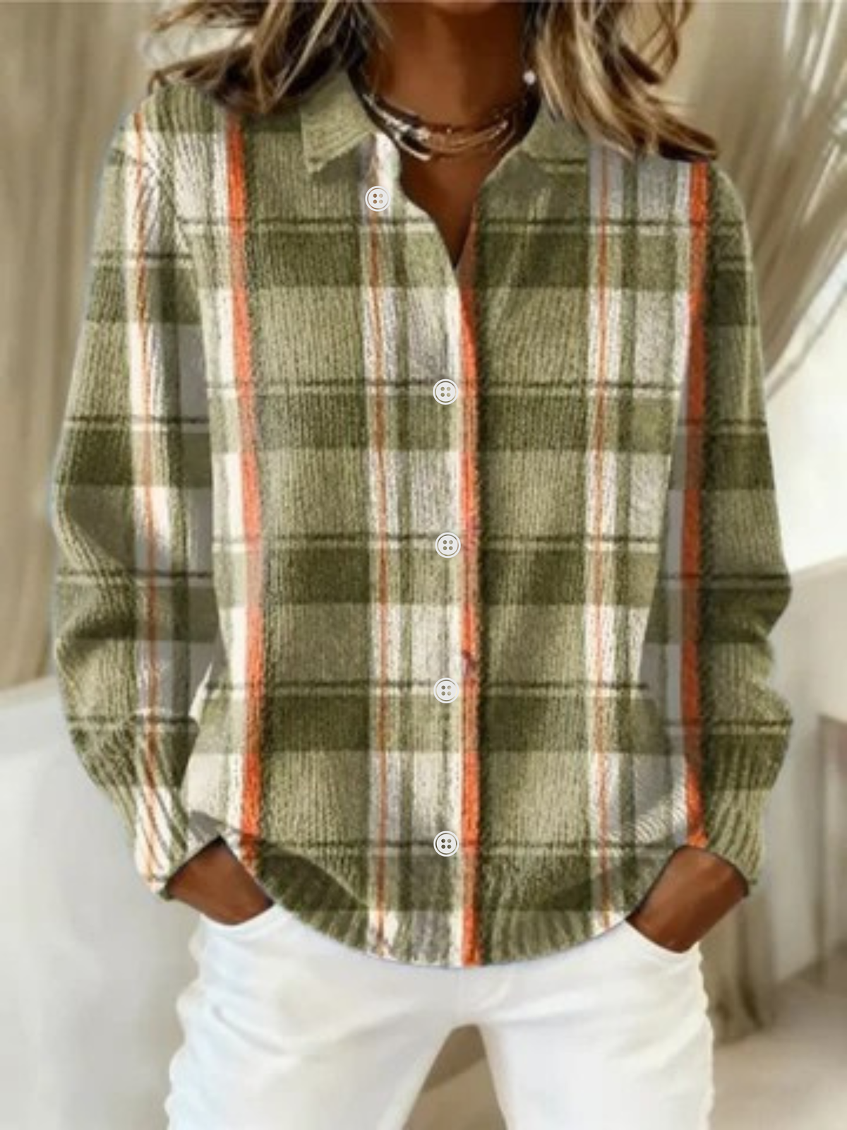 Caterina Cardigan Donna con Bottoni e Quadri in Multicolore, foto 1