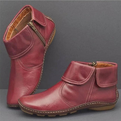 Celestia Stivali Donna con Zip e Suola Piatta in Rosso, foto 1