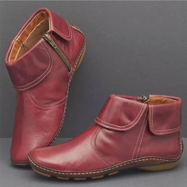 Celestia Stivali Donna con Zip e Suola Piatta in Rosso, foto 1