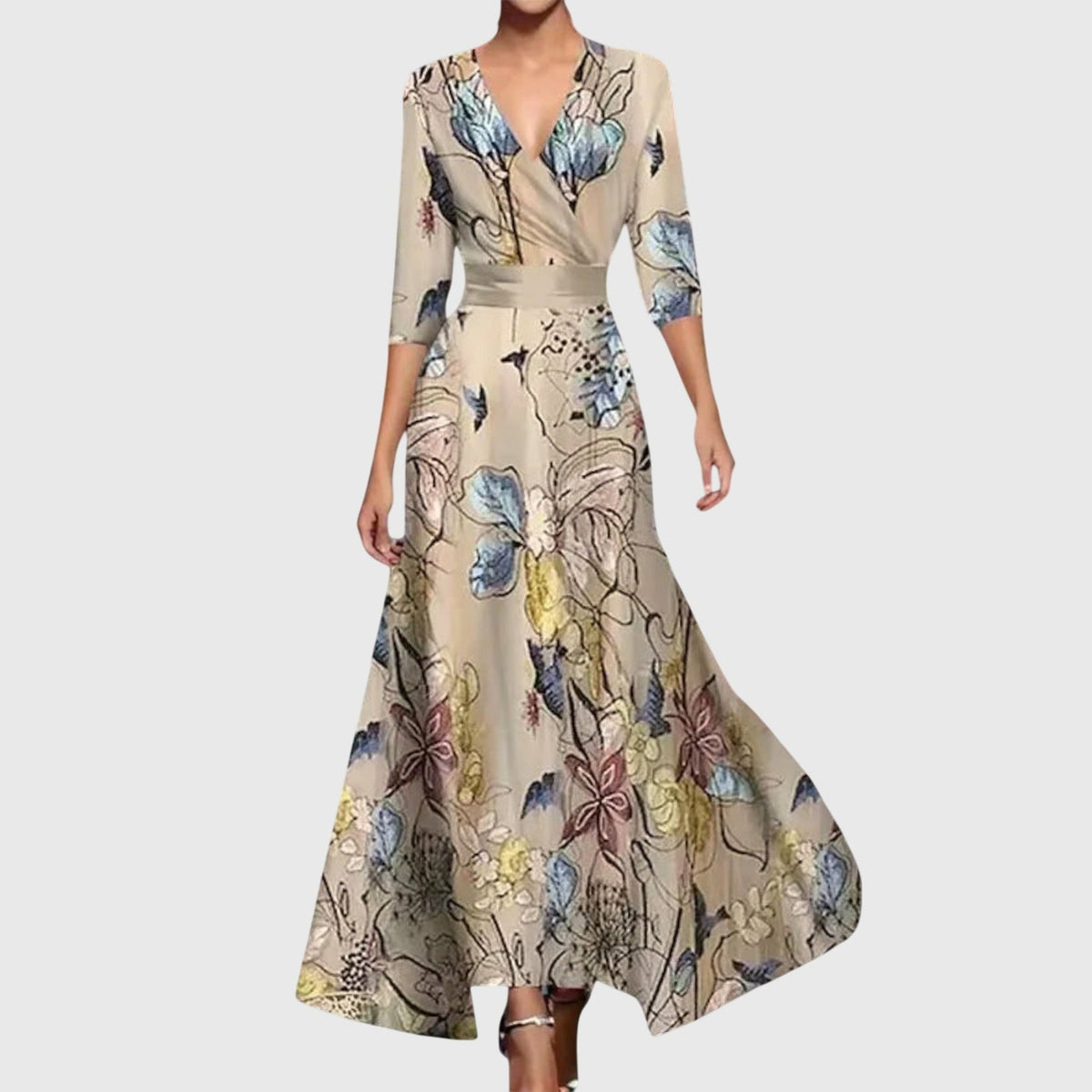 Clara Abito Donna con Scollo a V a Portafoglio e Stampa Floreale, foto 3
