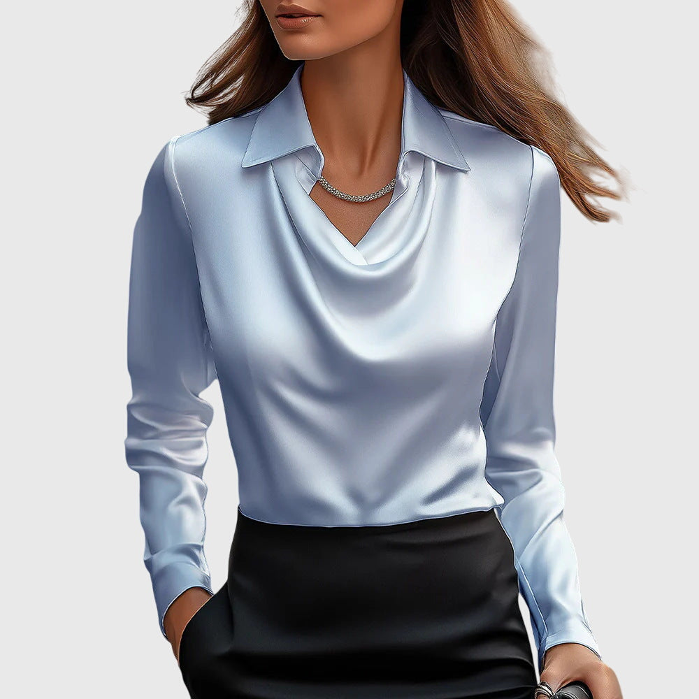 Damiana Blusa Donna dalla Vestibilità Morbida con Collo Classico a Maniche Lunghe, foto 4