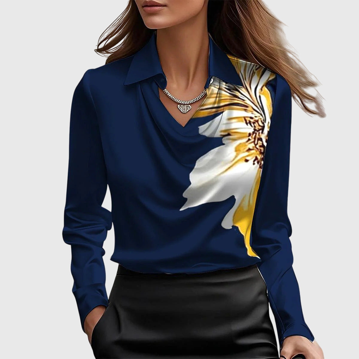 Damiana Blusa Donna dalla Vestibilità Morbida con Collo Classico a Maniche Lunghe, foto 8