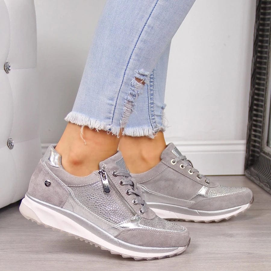 Daniela Sneakers Donna con Lacci e Suola Spessa in Beige, foto 2
