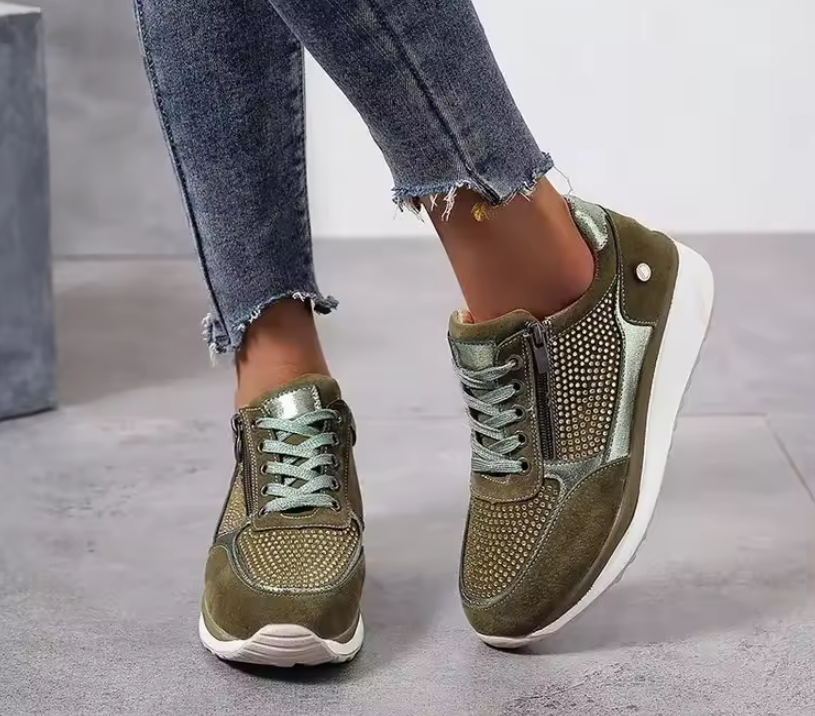 Daniela Sneakers Donna con Lacci e Suola Spessa in Beige, foto 3