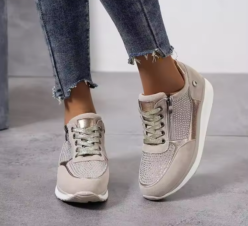 Daniela Sneakers Donna con Lacci e Suola Spessa in Beige, foto 6