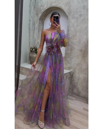 Delfina Abito Donna in Lunghezza Maxi con Taglio Asimmetrico, foto 1