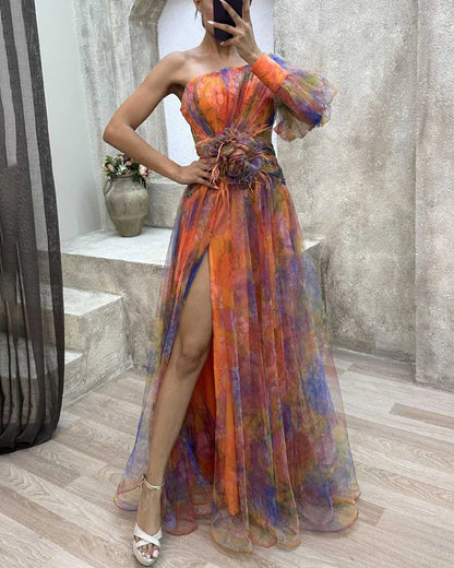Delfina Abito Donna in Lunghezza Maxi con Taglio Asimmetrico, foto 5