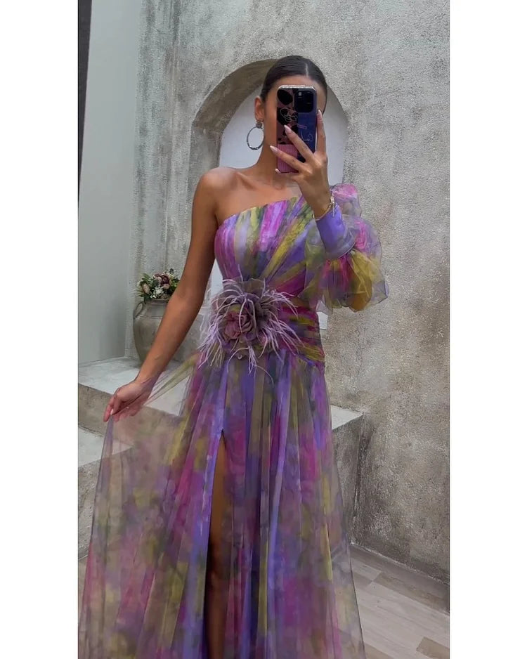 Delfina Abito Donna in Lunghezza Maxi con Taglio Asimmetrico, foto 6