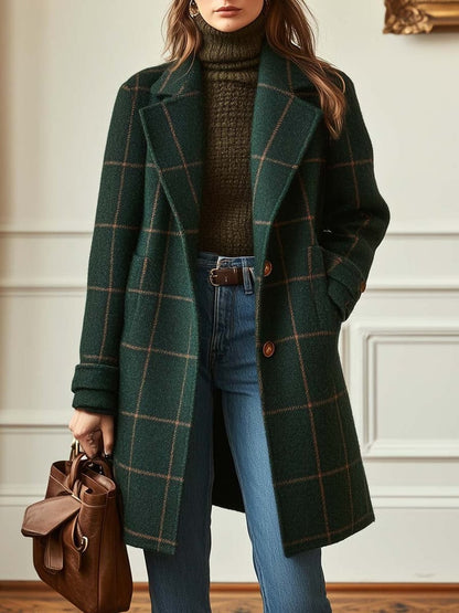 Delia Cappotto Donna in Tweed con Revers e Quadri, foto 1