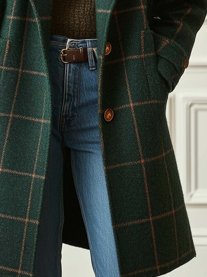 Delia Cappotto Donna in Tweed con Revers e Quadri, foto 2