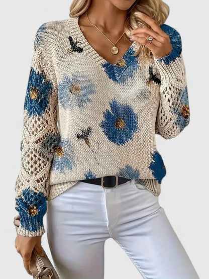 Diamante Cardigan Donna con Scollo a V e Stampa Floreale, foto 7