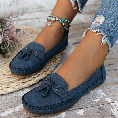 Doralice Mocassini Donna con Suola Piatta e Frange in Blu, foto 4