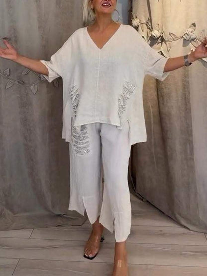 Edmea Completo Donna dalla Vestibilità Morbida con Scollo a V, foto 1