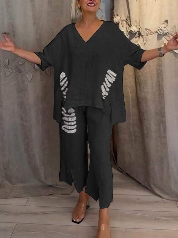 Edmea Completo Donna dalla Vestibilità Morbida con Scollo a V, foto 2