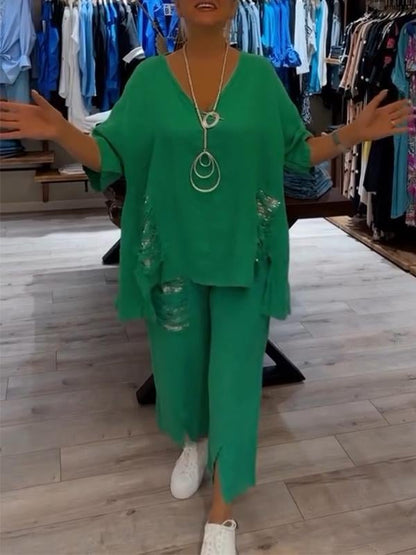 Edmea Completo Donna dalla Vestibilità Morbida con Scollo a V, foto 6