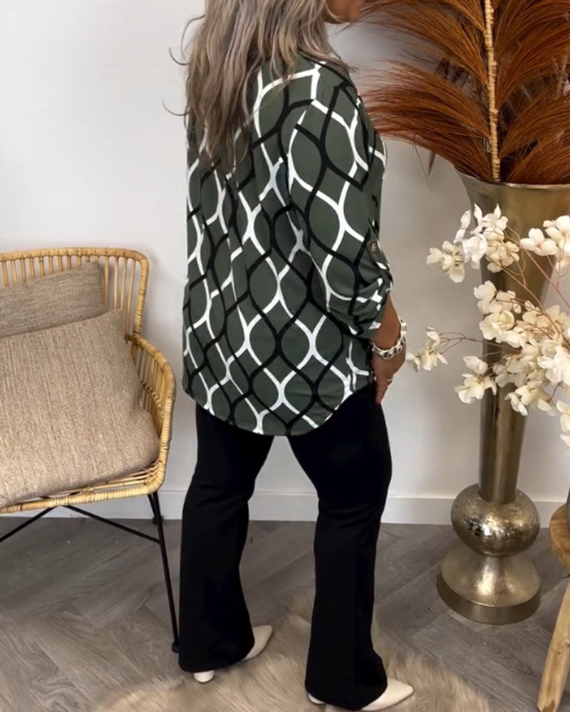 Edvige Blusa Donna con Scollo a V a Maniche Lunghe e Stampa Integrale, foto 8