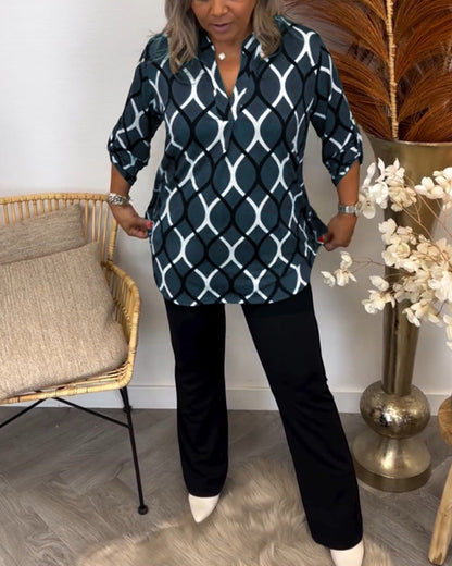 Edvige Blusa Donna con Scollo a V a Maniche Lunghe e Stampa Integrale, foto 9