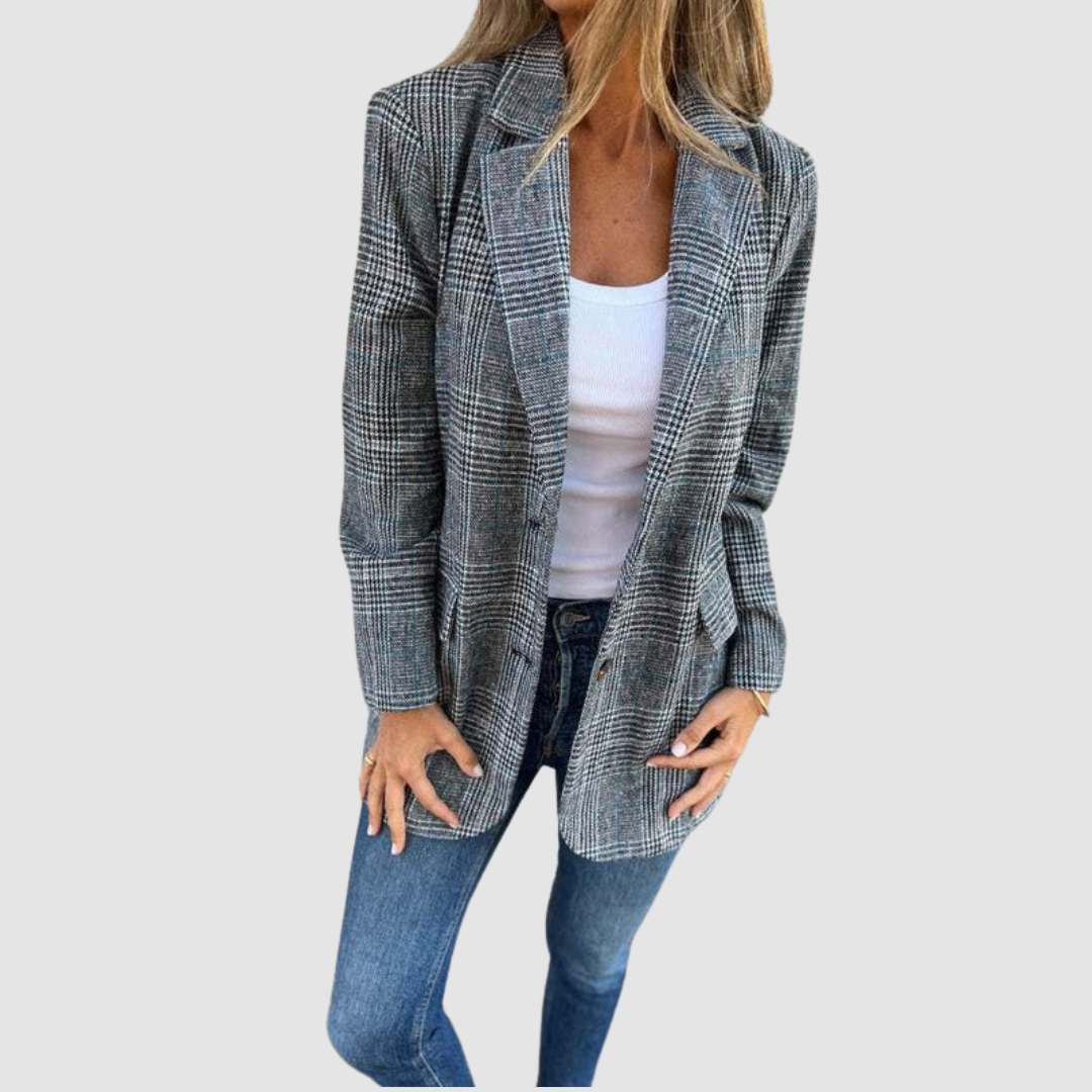 Elisetta Blazer Donna dal Taglio Lungo con Quadri, foto 2