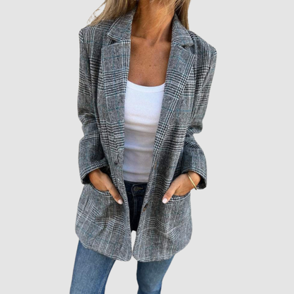 Elisetta Blazer Donna dal Taglio Lungo con Quadri, foto 3
