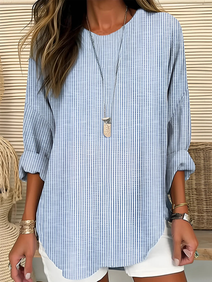 Erica Blusa Donna con Girocollo e Righe, foto 1