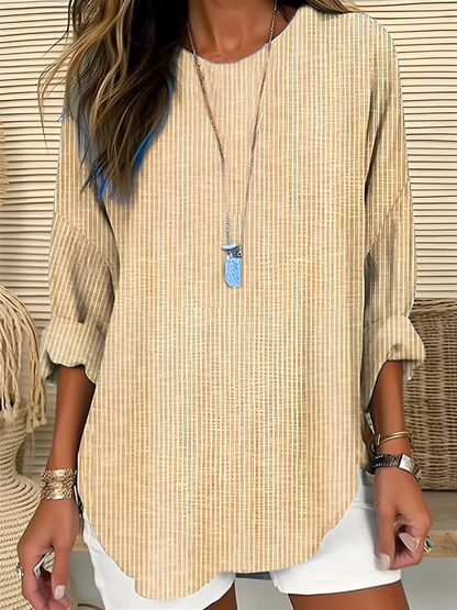 Erica Blusa Donna con Girocollo e Righe, foto 2