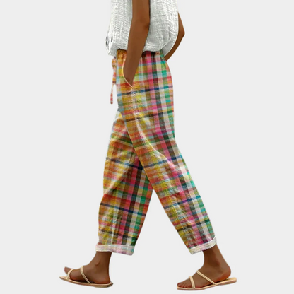 Eudora Pantaloni Donna con Elastico e Quadri, foto 3