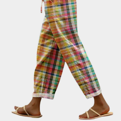 Eudora Pantaloni Donna con Elastico e Quadri, foto 4