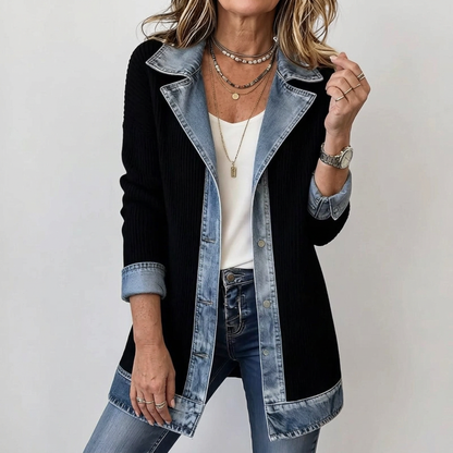 Fabrizia Maglione Donna in Maglia a Coste con Revers e Tasche, foto 3
